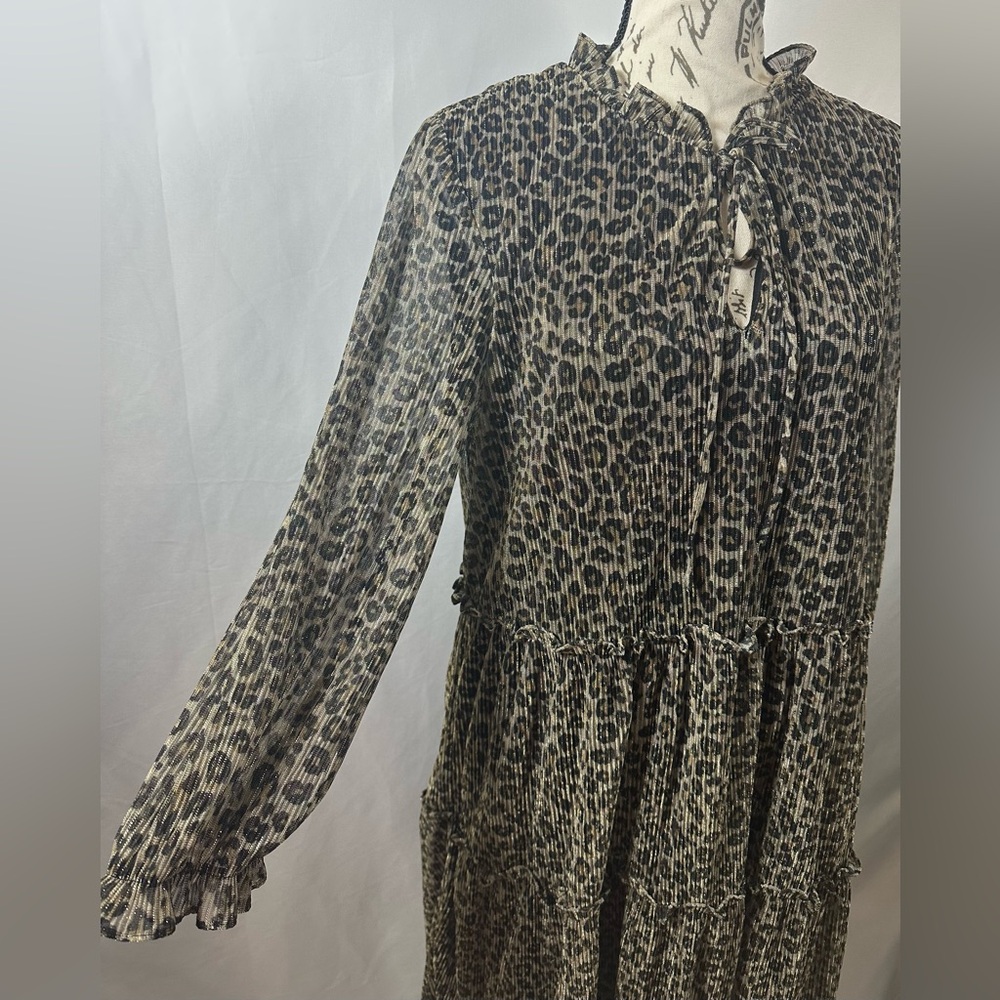 💜Just...Taylor Leopard-Print Midi Dress in Black and beige - Picture 4 of 12